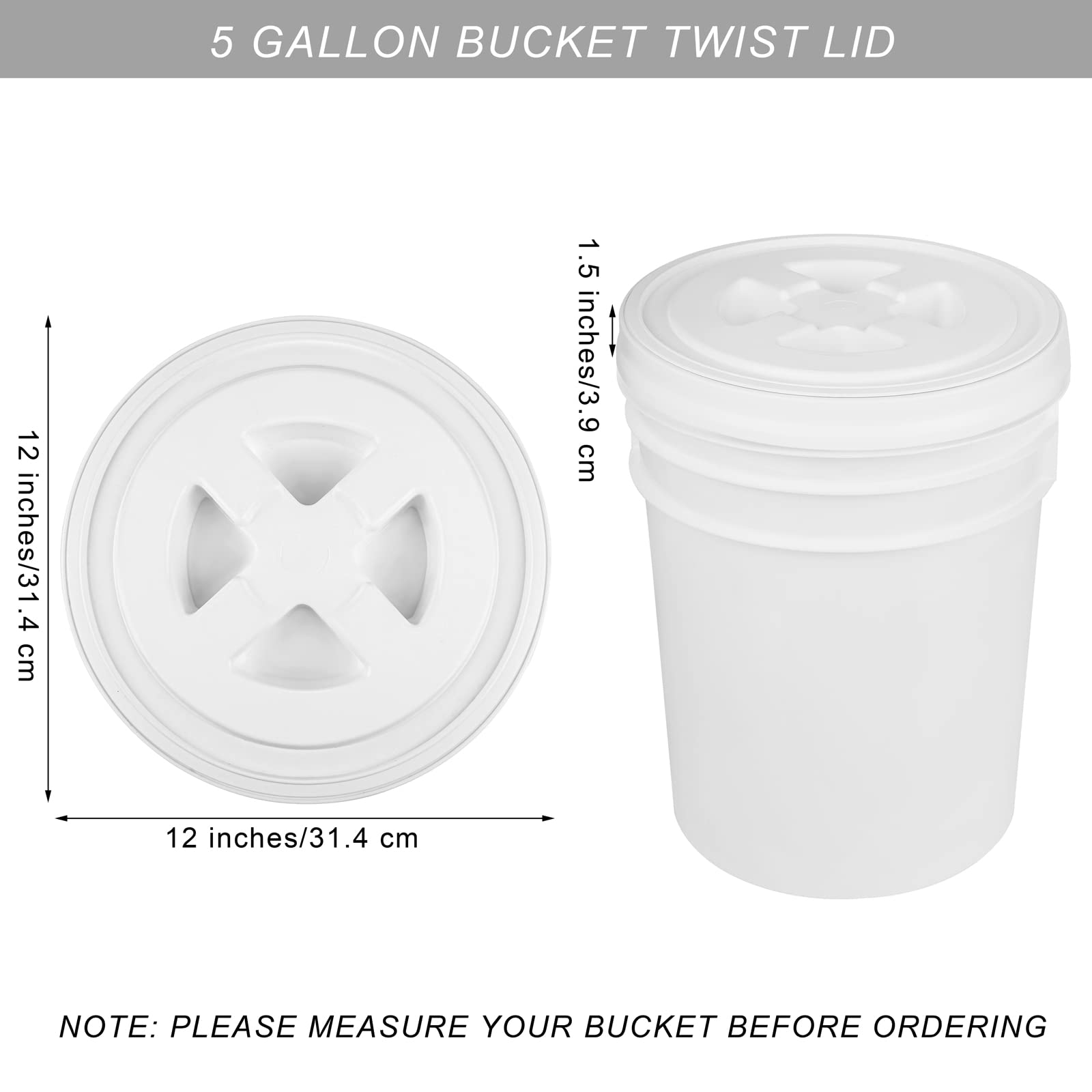 Aodaer 4 Pieces Seal Lid 5 Gallon Bucket Twist Lid Food Storage Container Lid Reusable Plastic Seal Lid Food Storage Container L